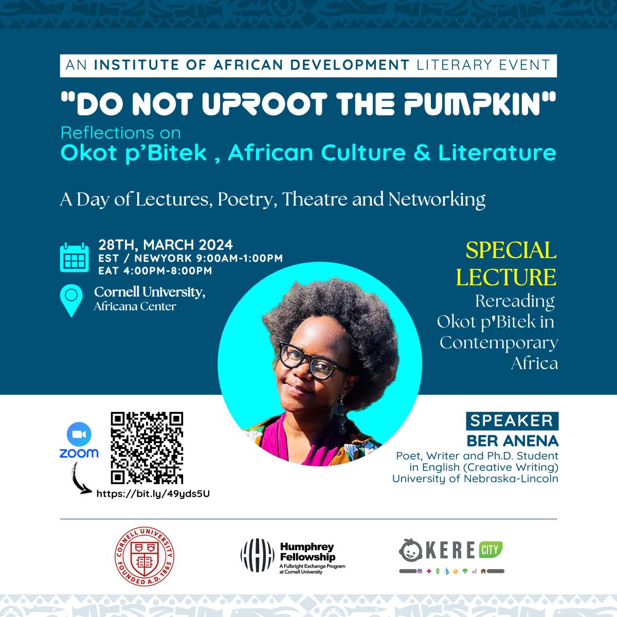 Ber Anena speaker Institute of African Devlpmt Lit Event