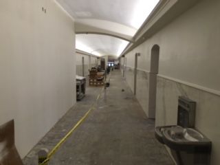 Main hallway looking east from the enclosed west stairwell