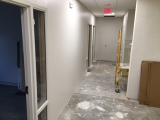 Hallway and offices in the northeast corner of Andrews Hall