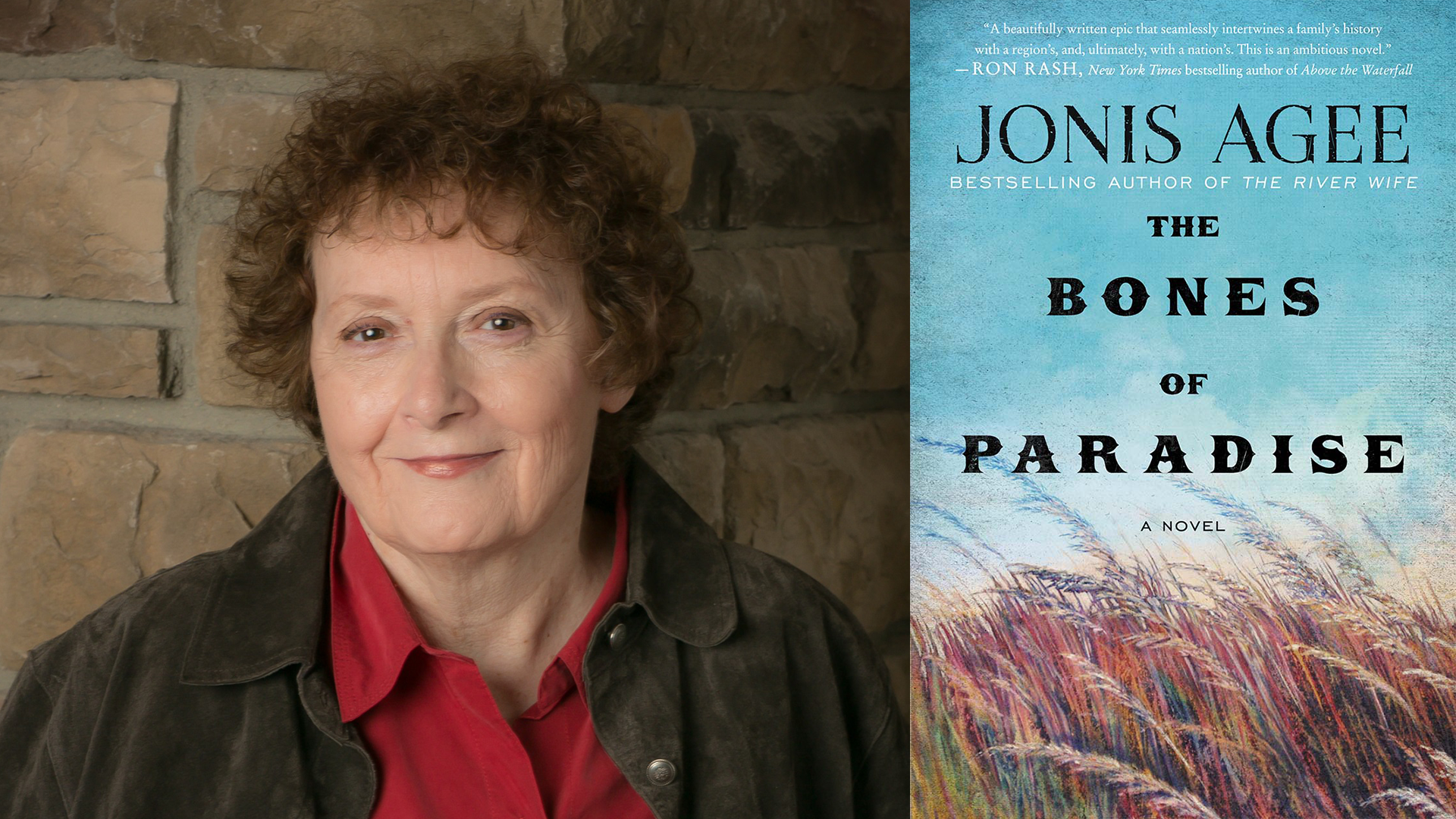 Jonis Agee and the cover of THE BONES OF PARADISE