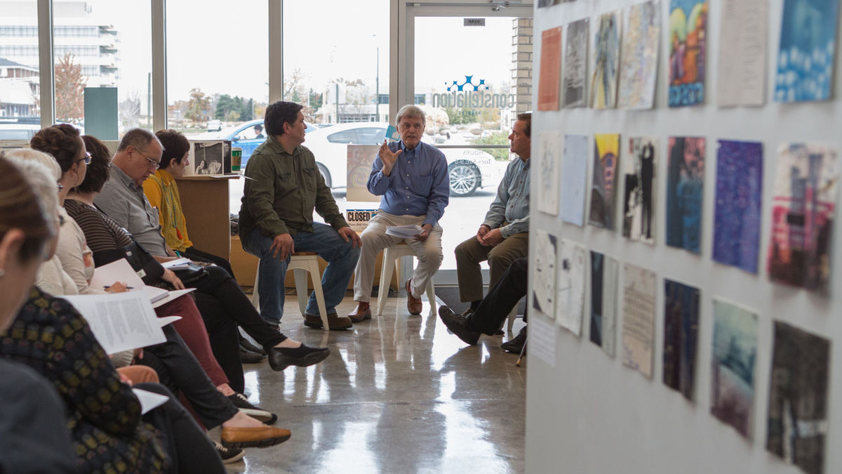 Mayor Chris Beutler adds to the community discussion at Constellation Studios in Lincoln; links to news story