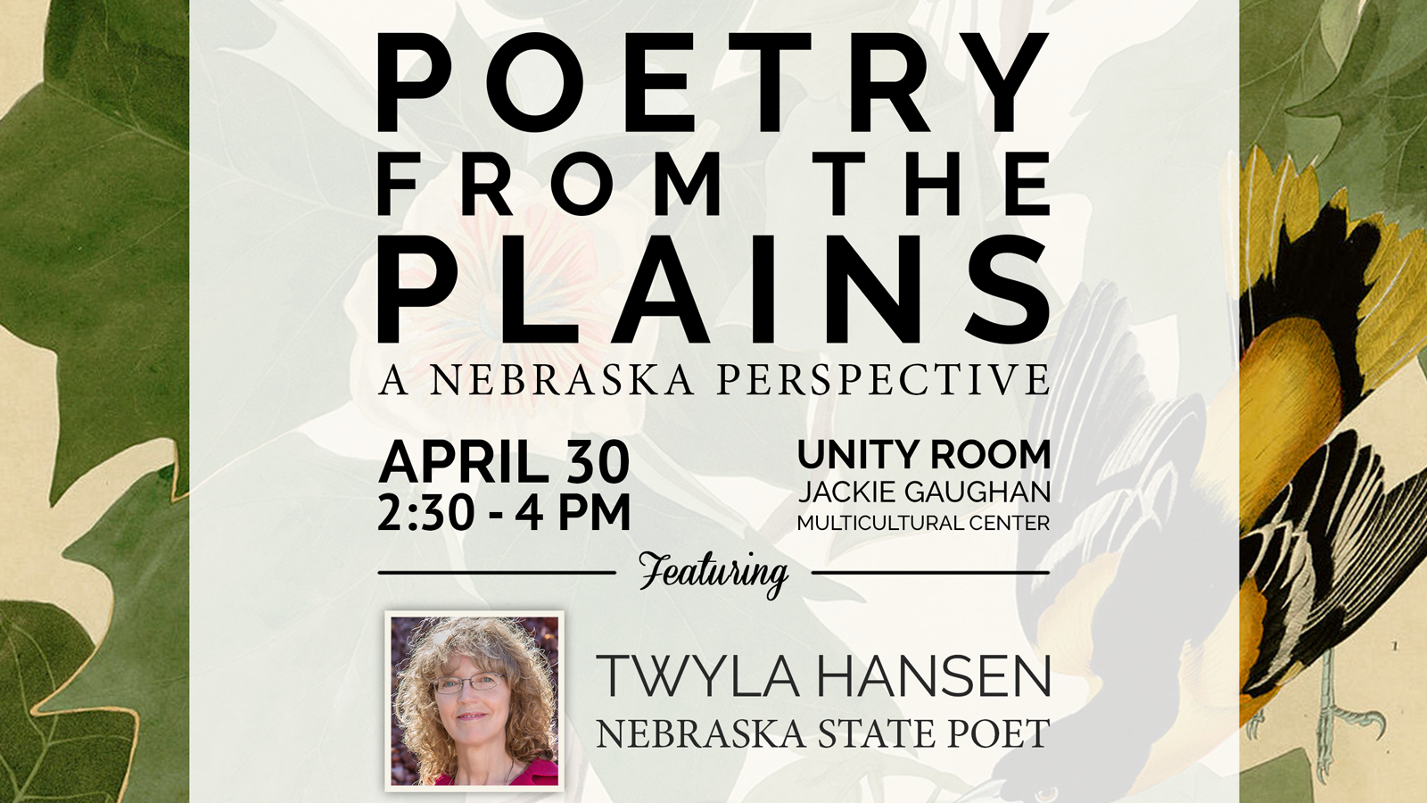 Cropped image of the Poetry from the Plains promotional poster by Erin Chambers; links to news story