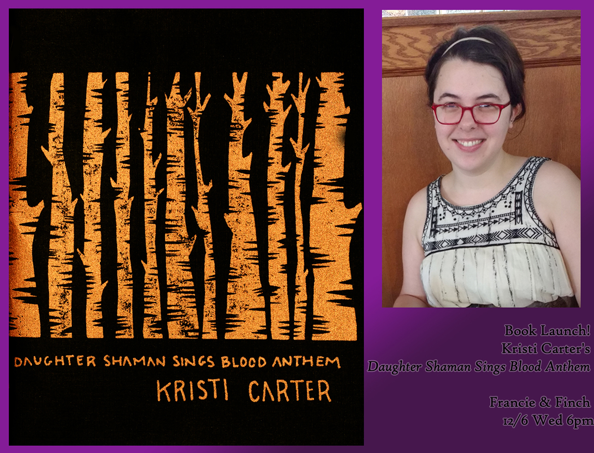 Kristi Carter and the cover of her new poetry chapbook