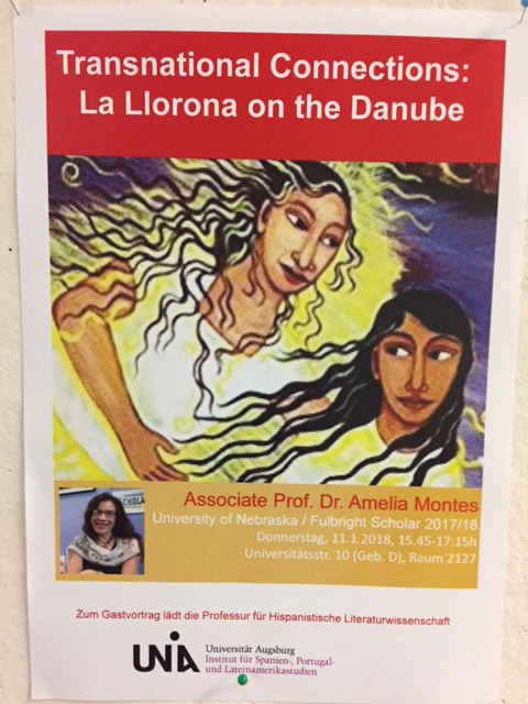 Promotional flyer for Amelia Montes' talk.