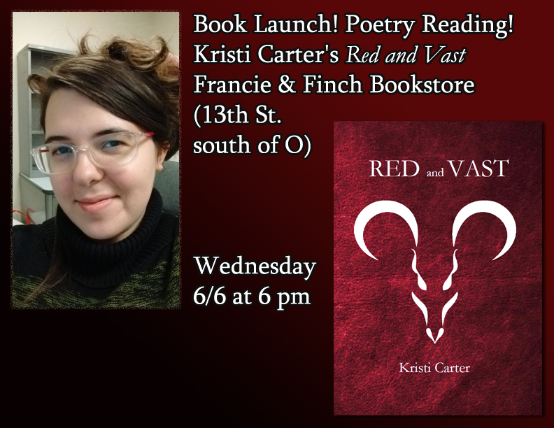 Poster for Kristi Carter's reading at Francie and Finch