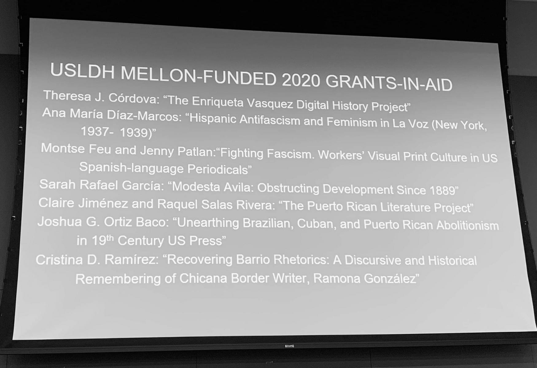 List of Mellon Grants represented at US Hispanic Literary Heritage Conference