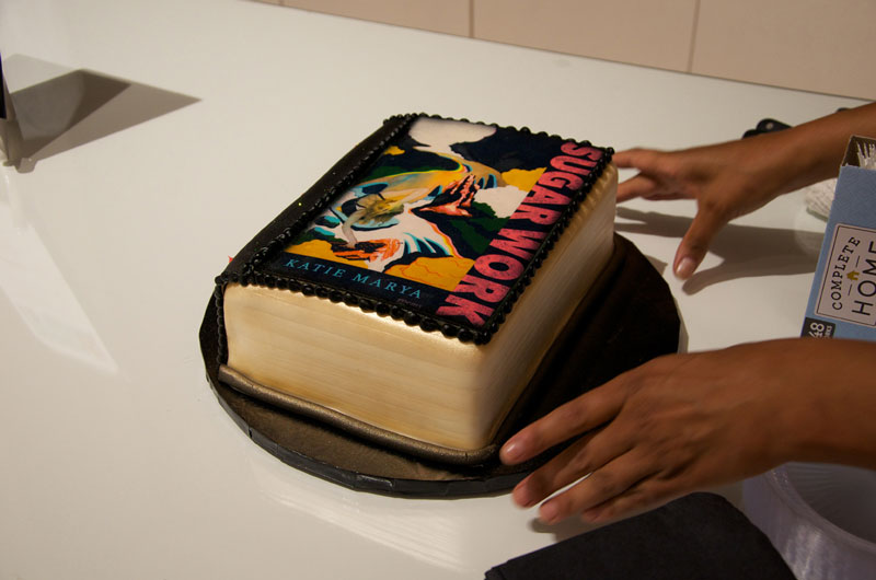 Cake decorated to match the cover of SUGAR WORK