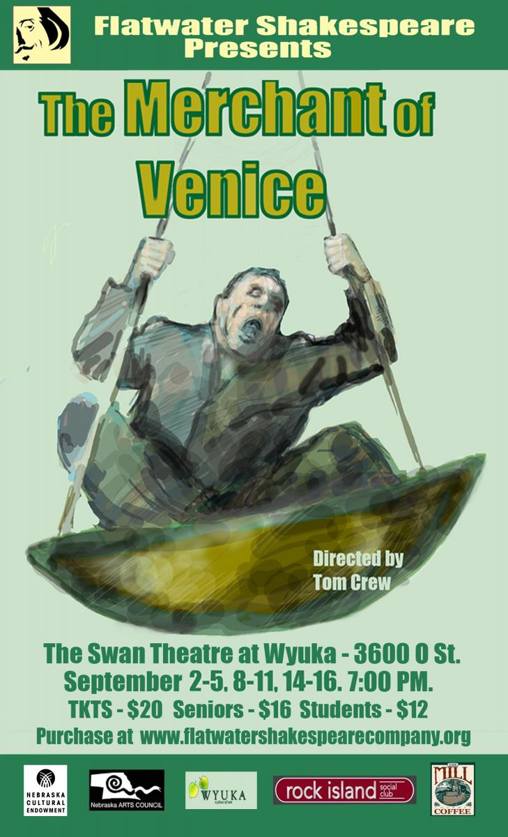 Flatwater Shakespeare poster for Merchant of Venice