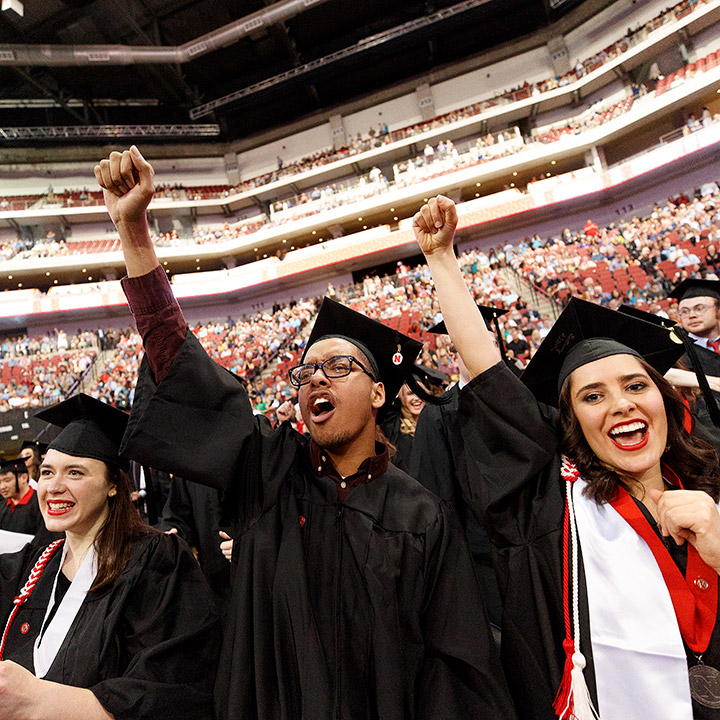 Students cheer at commencement